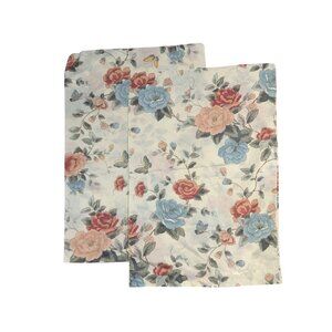 Vintage Springs Industries Floral Pillowcases With Roses & Butterflies 70% Polye